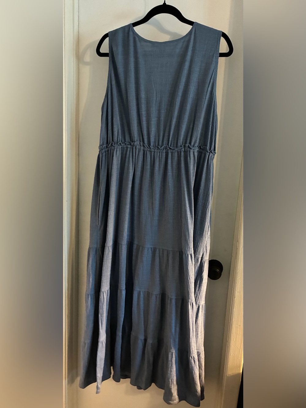 Max Studio Light Blue Tiered Maxi Skirt